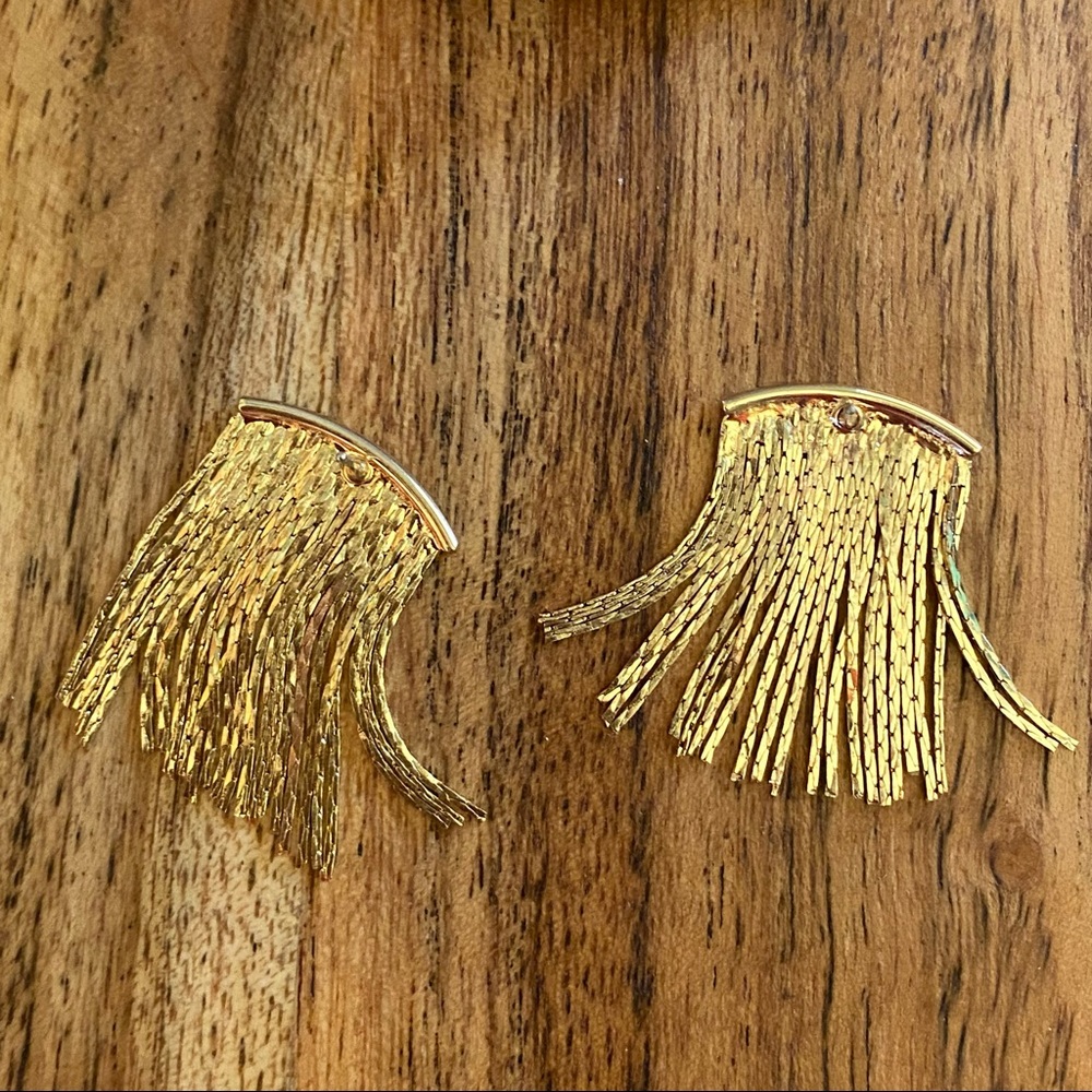 A  New Day Gold Waterfall Chain Herringbone Fringe Earrings NWT - Picture 11 of 12